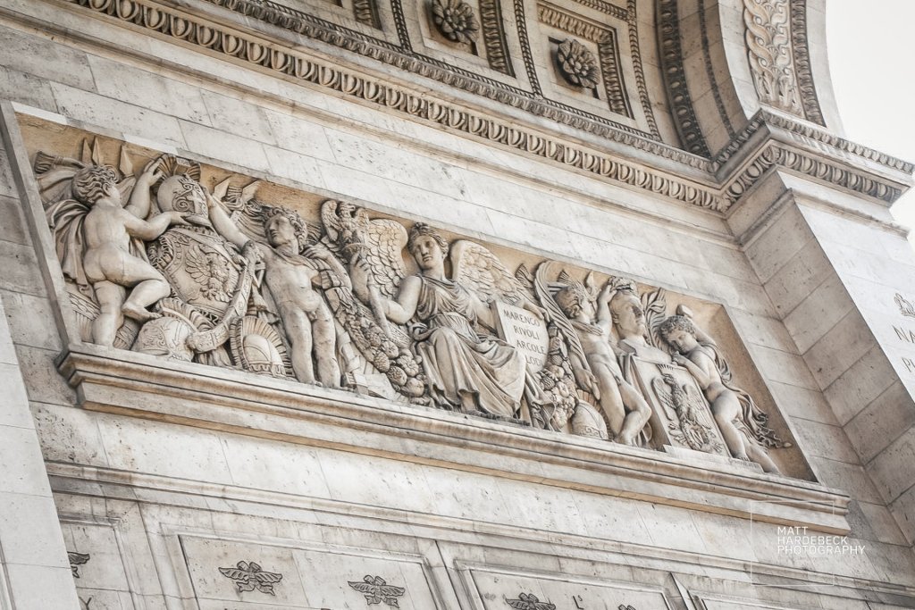 Bas-relief close-up (angel + figures) of the Arc de Triomphe