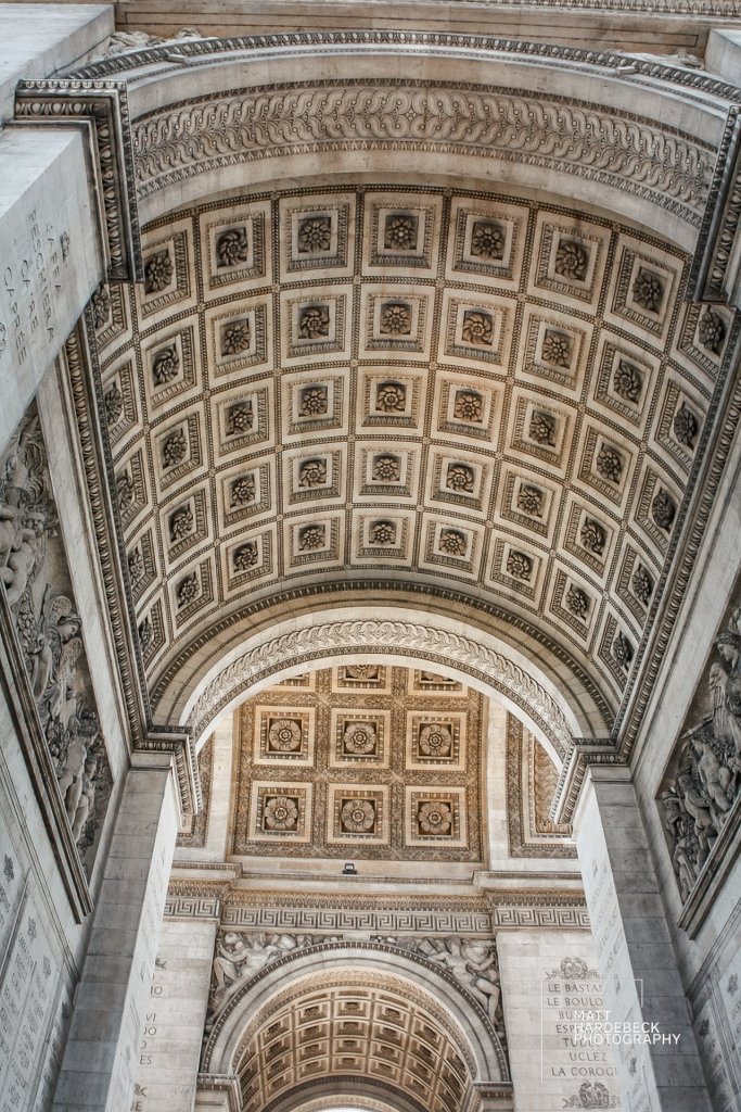 Interior ceiling view of the Arc de Triomphe