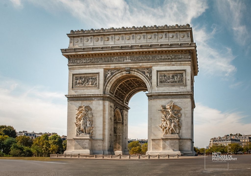 Arc de Triomphe against the blue sky