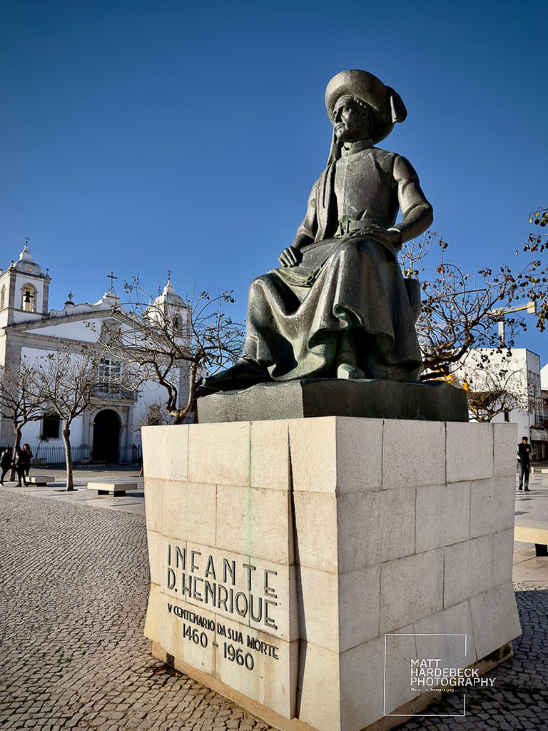 Bronze statue of Prince Henry the Navigator in Lagos, Portugal, commemorating the 500th anniversary of his death.