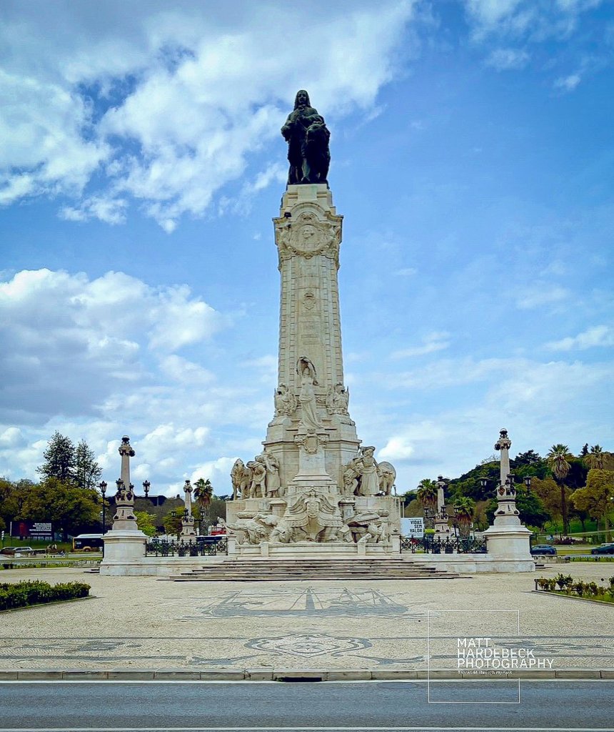 Monument to the Marquis of Pombal in Lisbon, featuring a tall column topped with the statue of the Marquis.